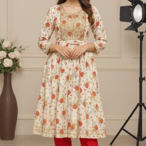 BLOOM BOLDLY, WALK SOFTLY – CORNHUBB'S FLORAL FLOW KURTI SET
