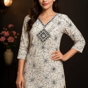 LINE-ART & LUXURY – CORNHUBB’S ROYAL BLOOM KURTI TOP